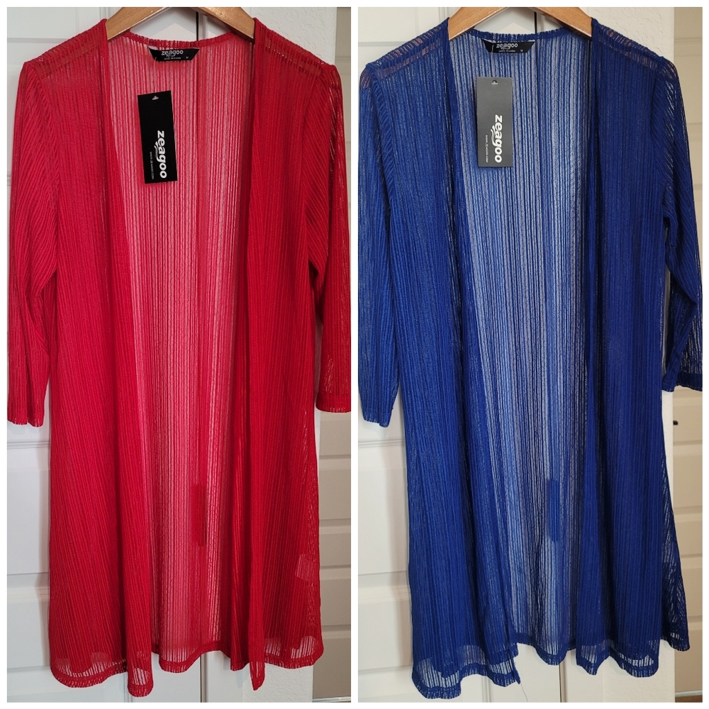 Zeagoo Sheer Cardigan Size M Lot of 2 NWT